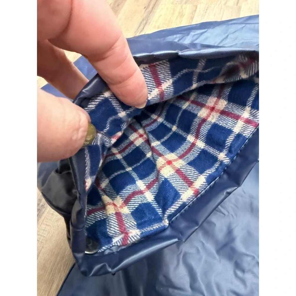 Duck Bay Vintage Waterproof Jacket Blue Flannel Lined Hooded‎ Mens L